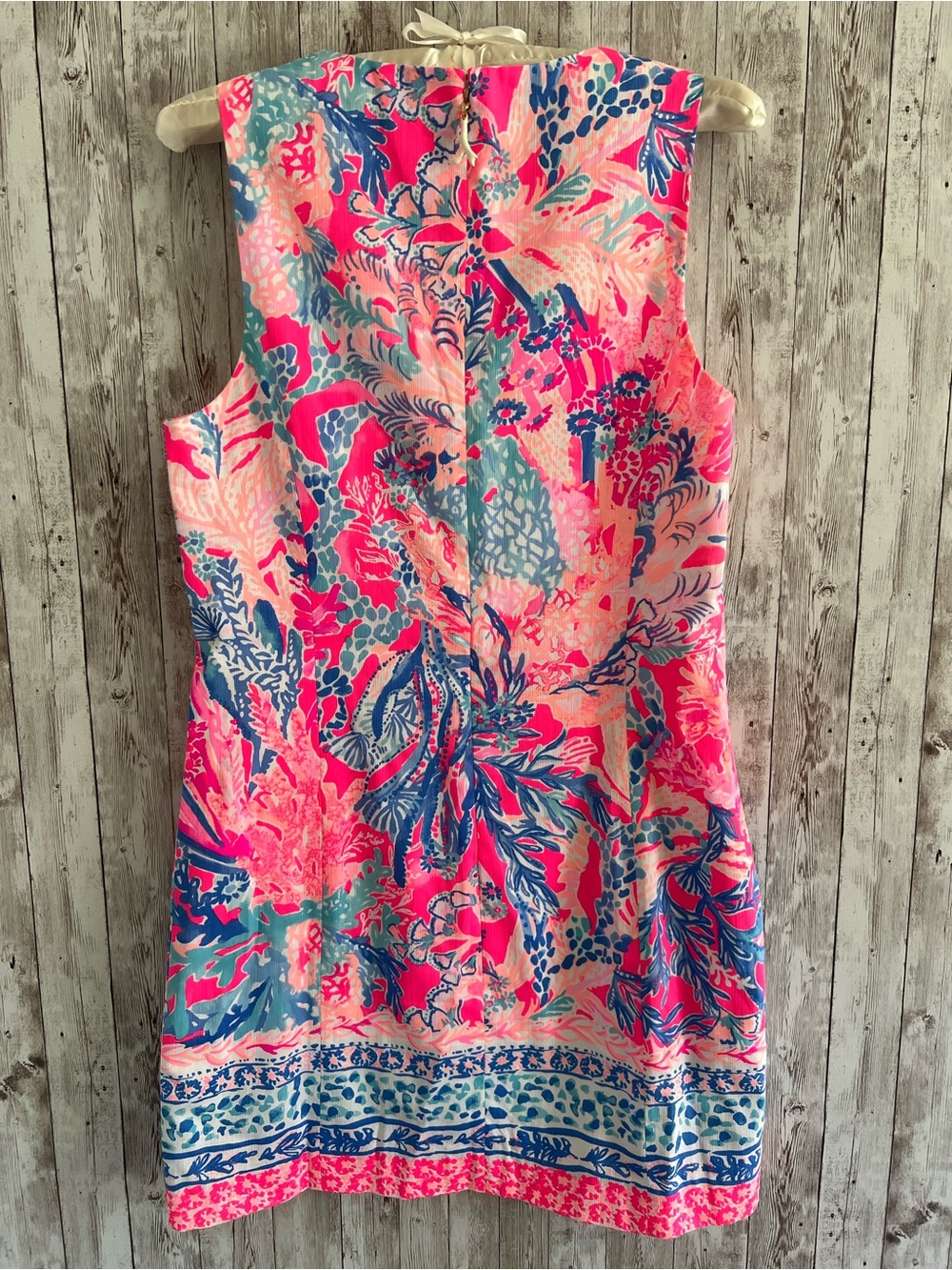 Lilly Pulitzer Mika Pink and Blue Mini Shift Dress Resort Neon Bright Size 10 - Picture 2 of 4